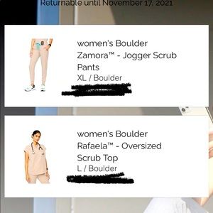 Figs scrubs pants XL top Large Boulder color